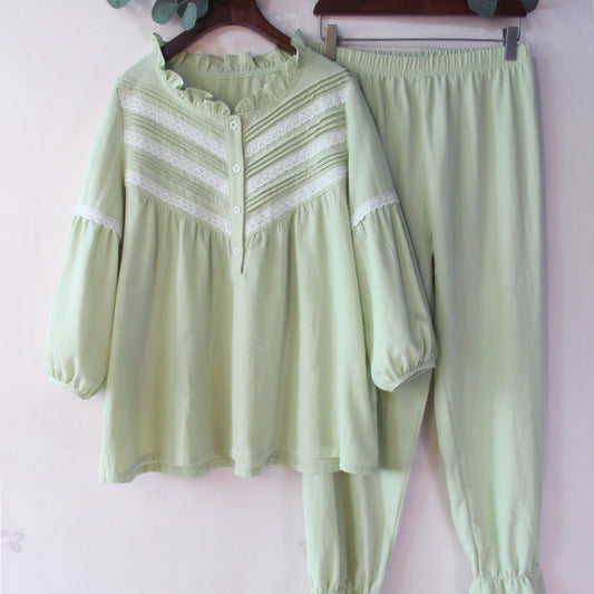 Comfortable Two-Piece Loungewear Set for Women Korean women's cotton pajamas