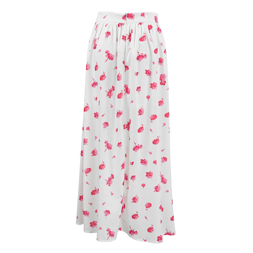 Split Floral Skirt Fashionable High Waist For Women's