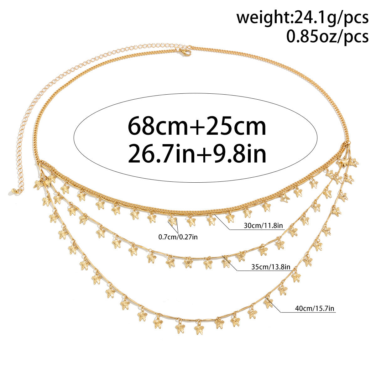Dainty Layered Gold Waist Chain Multi-Tier Dangle Belly Chain Elegant Charm Body Chain Trendy Layered Hip Belt Waist Chain Butterfly Chain For Women