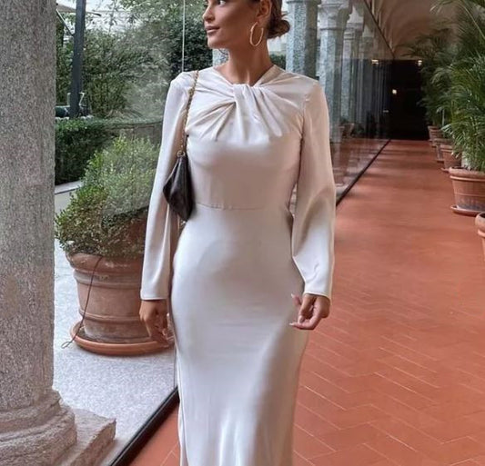 European And American Style Backless Satin Textured Dresses For Women
