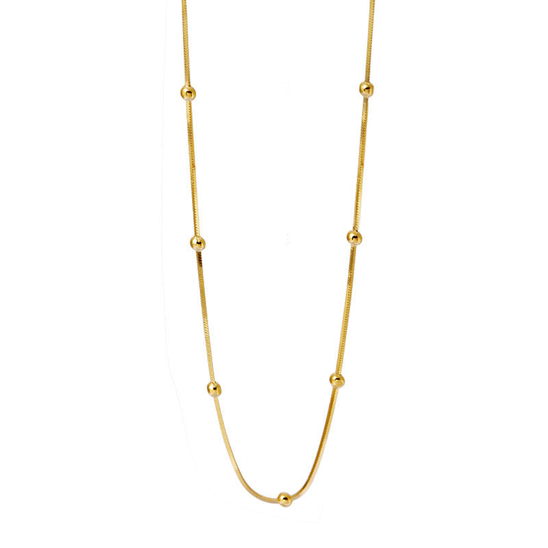 Elegant Everyday Tiny Bead Accent Necklace 925 Sterling Silver Necklace For Women Ball Chain Necklaces Snake Bones Chain Qingdao Ornament