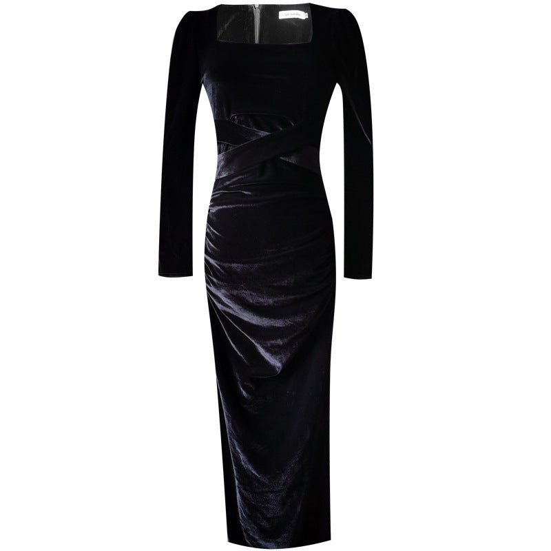 High-end Velvet Skirt Elegant High Waist Slimming Women's