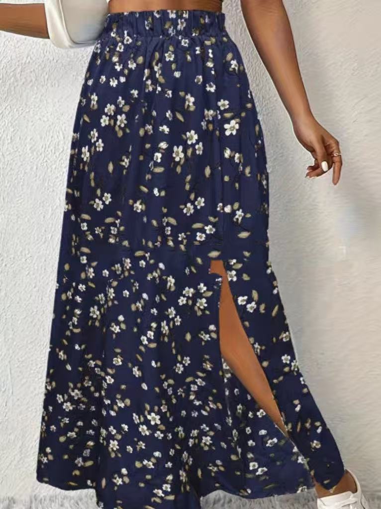 Fashionable With Side-slit Printed Skirt For Women's