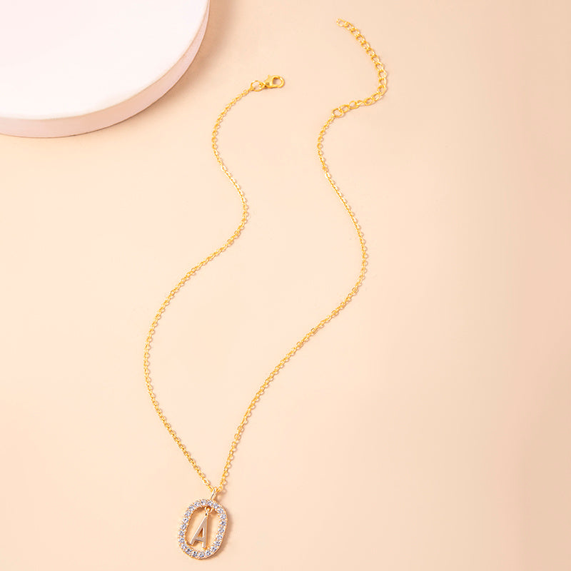 Gold Initial Pendant Necklace – Shine with Your Letter  Crystal Letter Necklace Gold Name Initial Alphabet Oval Pendant Necklaces For Women