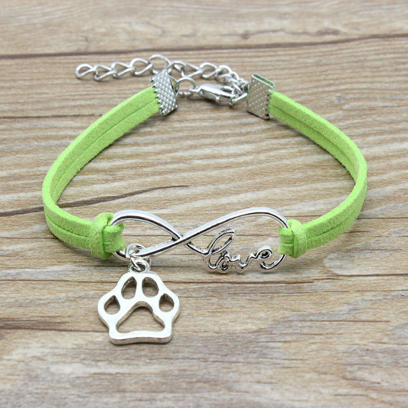 Cute Dog Paw & "Love" Infinity Friendship Bracelet Jewelry Simple Style Hand-woven Infinite Love Pet Bracelet