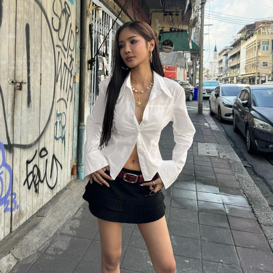Commuter Professional Waist-controlled Lace-up Shirt Hot Girl Street