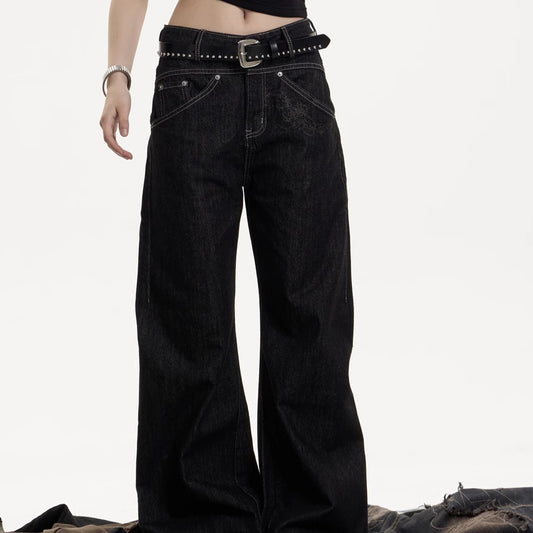 American Retro Cleanfit Wide Leg Jeans Straight Casual Mopping Trousers