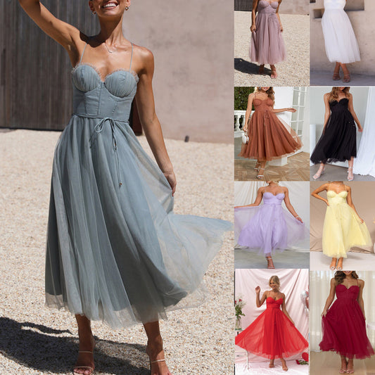 Sling Casual Multi-color Elegant Dress For Women's
