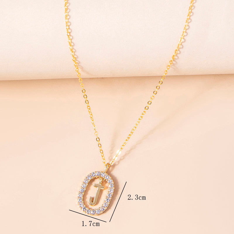 Gold Initial Pendant Necklace – Shine with Your Letter  Crystal Letter Necklace Gold Name Initial Alphabet Oval Pendant Necklaces For Women
