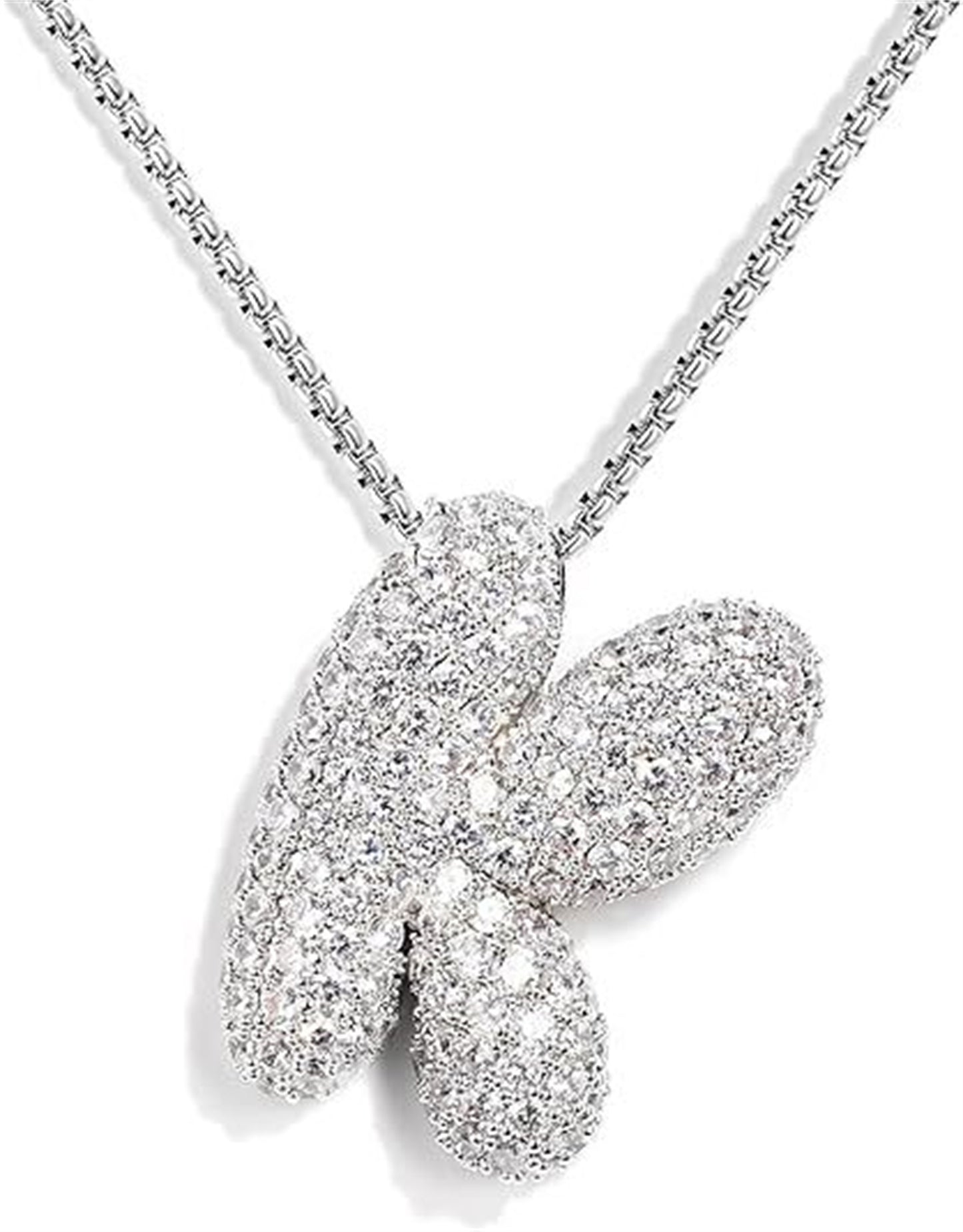 Custom Initial Necklace | Sparkle Alphabet Pendant Brass Zircon Balloon English Letter Necklace