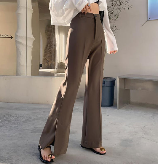 Elegant Fashion Slim Fit Flare Leg Pants Women Summer Thin Retro High Waist Drape Straight Mopping Pants Loose Casual Suit Pants