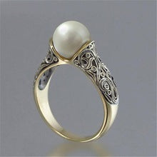Elegant Pearl & Filigree Statement Ring Inlaid Imported Artificial ABS Pearl Ring
