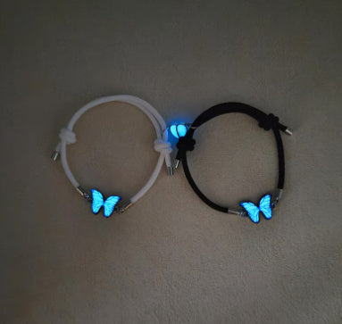 Enchanting Glow-in-the-Dark Butterfly Necklace & Bracelet Set Fashion Blue Luminous Butterfly Necklace Bracelet Set For Glow In The Dark Women Clavicle Chain Choker Party Jewelry Set Gift