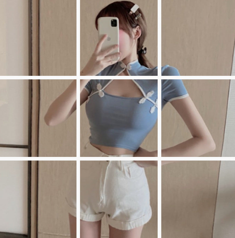Cheongsam Short-sleeved T-shirt Women's Crop Top