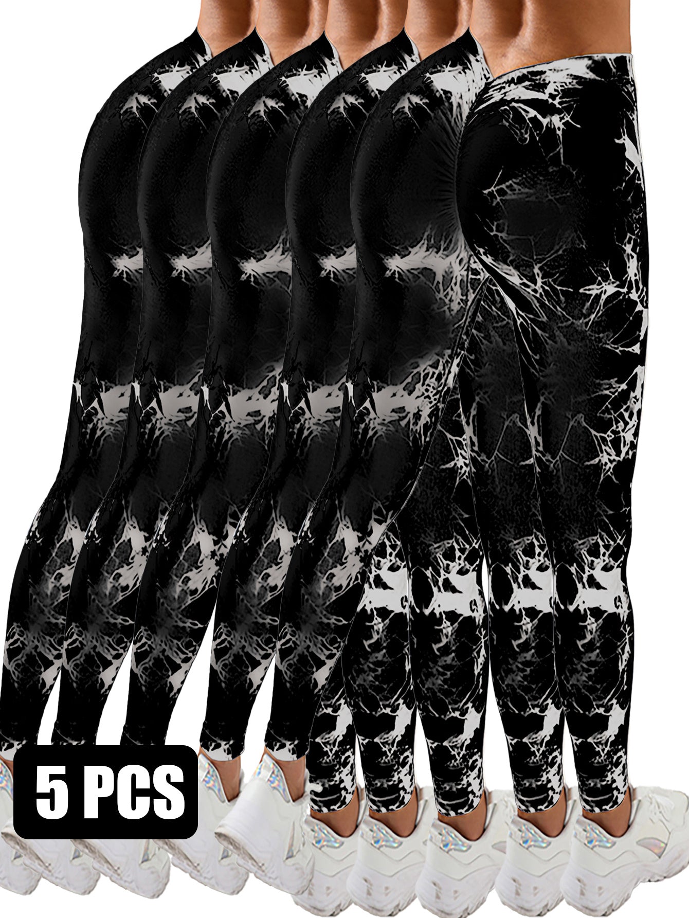 Tie-Dye Booty Boost Leggings (5-Pack) Dyed Yoga Pants With A Waistband At The Lower Back Active Yoga Pants