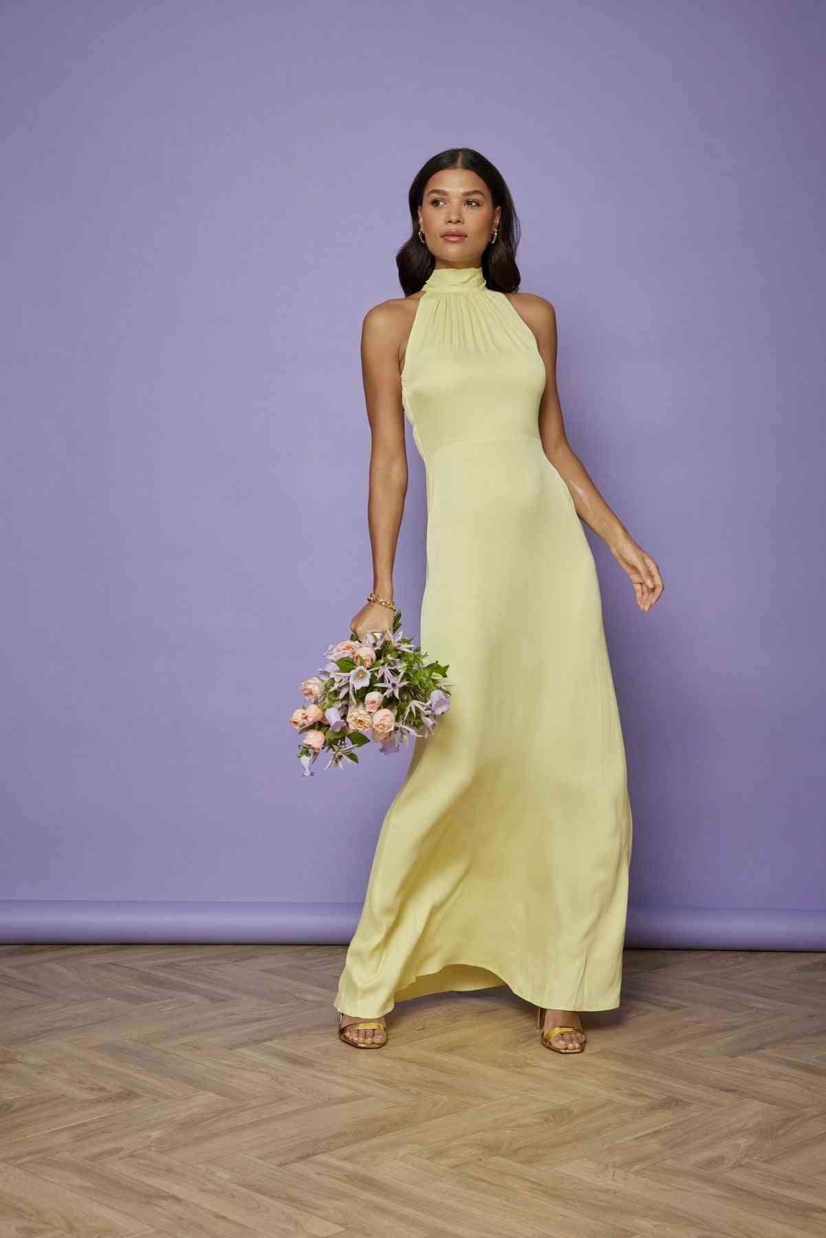 Elegant Bridesmaid Maxi Dresses with Various Necklines Fashion Plus Size Satin Bridesmaid Dress