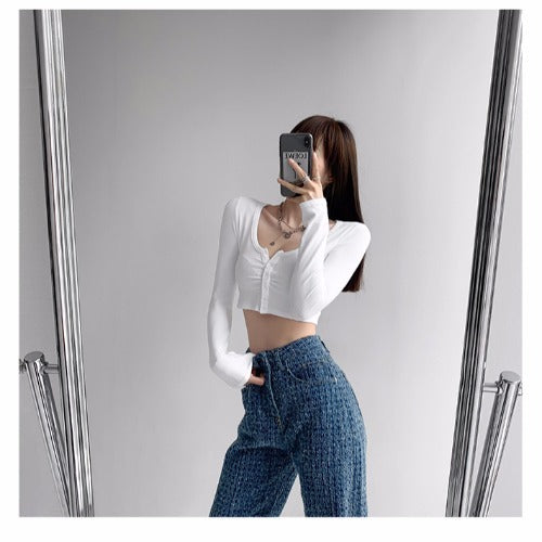 European And American Short Crop Bottoming Shirt