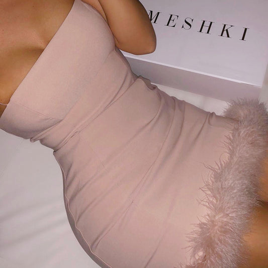 Classic Pink Slim Fit Bodycon Dress For Women's