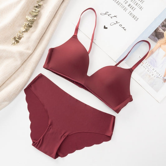 Invisible Edge Hipster Briefs Soft Stretch Seamless Low Rise Briefs Fashion Seamless Gather Girls Bra Set