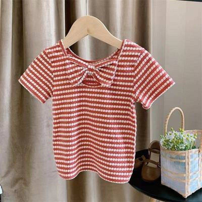 Stylish Toddler Girl Ruffle Hem Blouse | Short Sleeve Button Top Girls' One-shoulder Puff Sleeve Top Korean Style