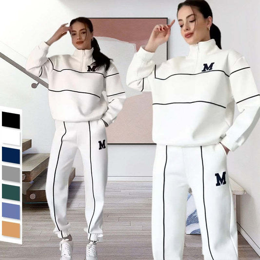 Michigan Varsity Lounge Set – Cozy Fit, Classic Edge Women's 2 Piece Outfits Lounge Hoodless Pullover Sweatshirt Sweatsuit Sets Sweatshirt Baggy Fashion Sweatpants With Pockets