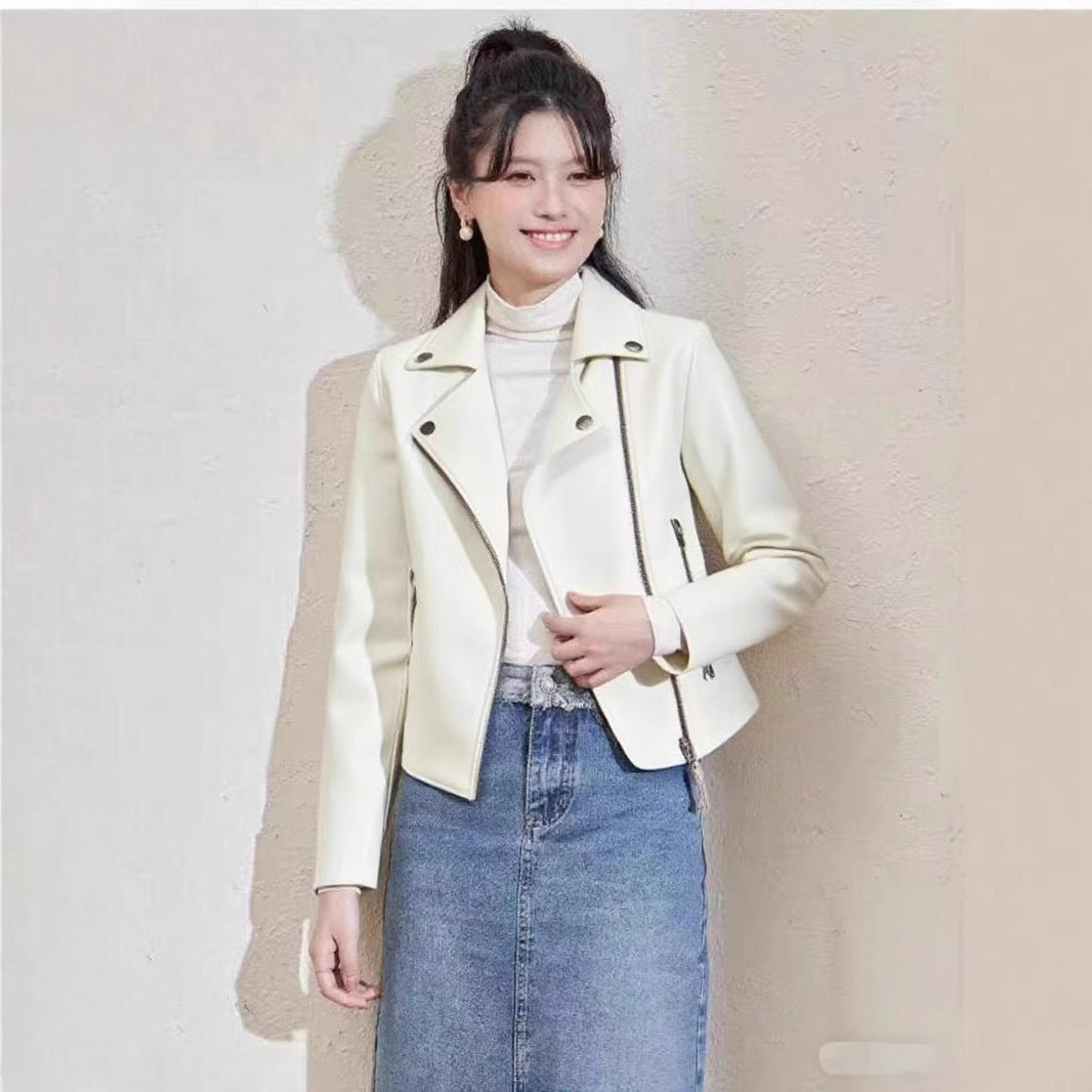 Pu Motorcycle Leather Short Korean Slim Fit Plus Size