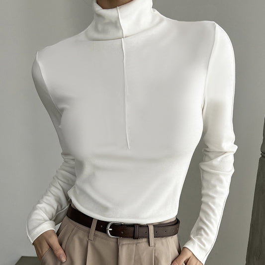 Solid Color Top Fashionable Velvet Texture Fashionable T-shirt Long Sleeved