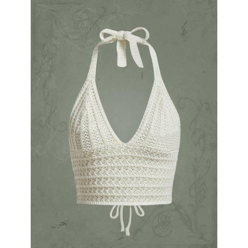 Seaside Holiday Short Inner Woven Halter Top Vest For Women's