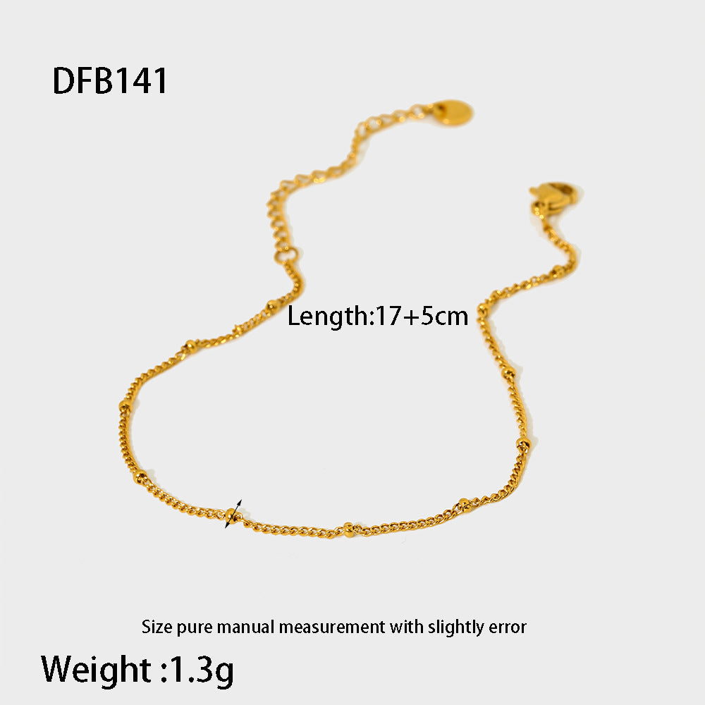 Stainless Steel 18K Gold Plating Hemp Flowers Chain Figaro Chain Bracelet For Women