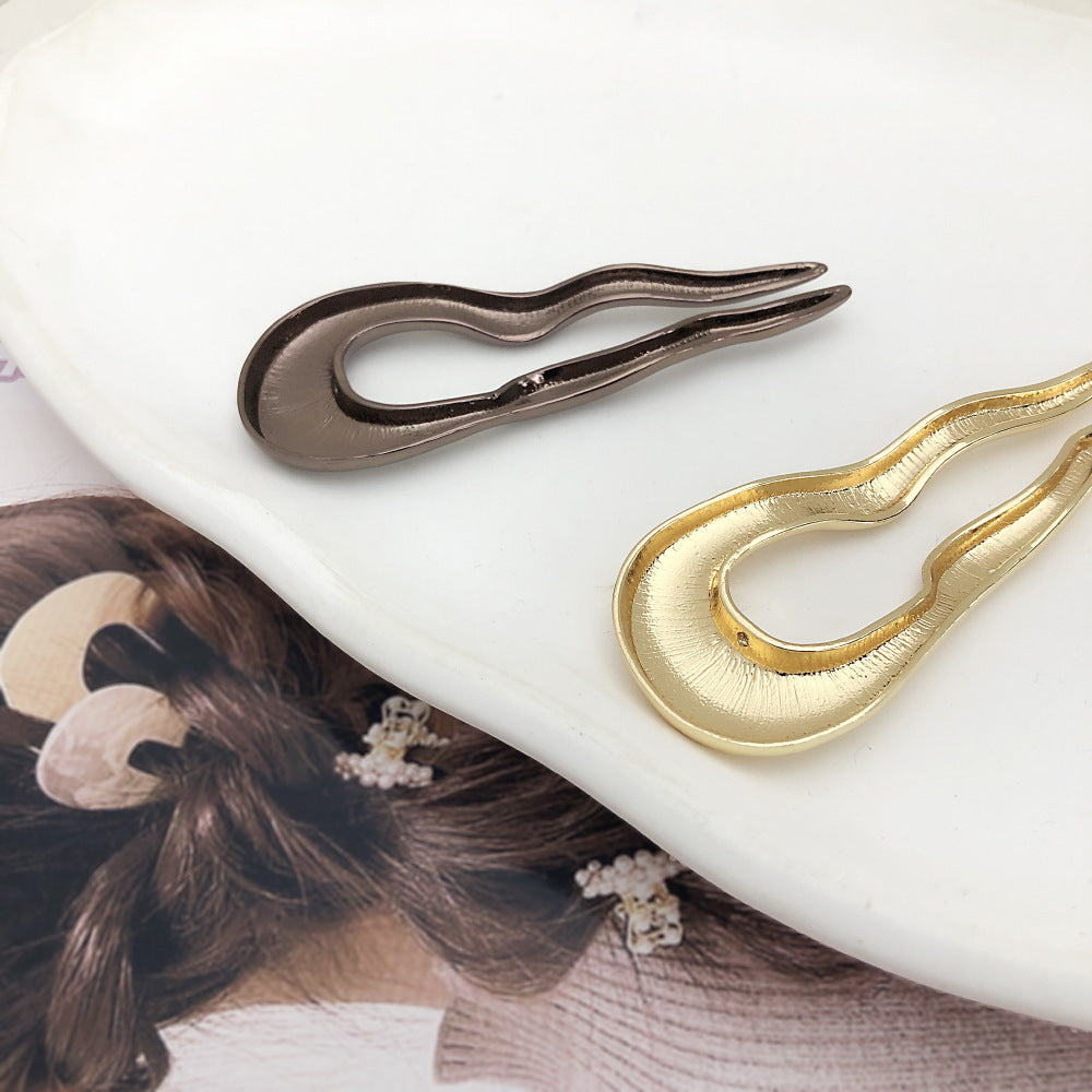 Minimalist Wavy Hair Pins Set Simple Hair Clasp Metal U-clips Plate