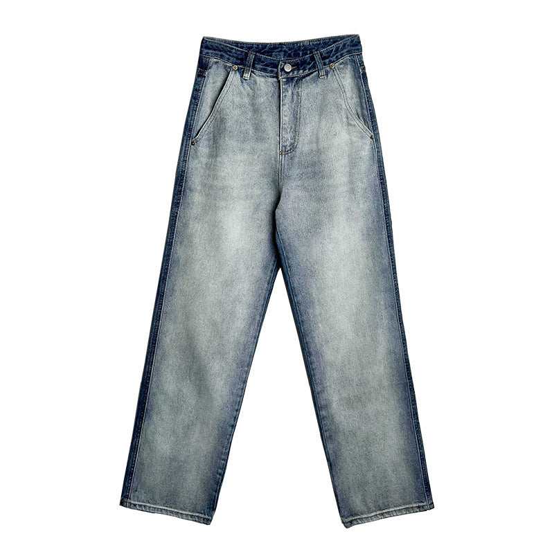 Retro Design Sense Color block Tie-dye Jeans Front And Back For Women
