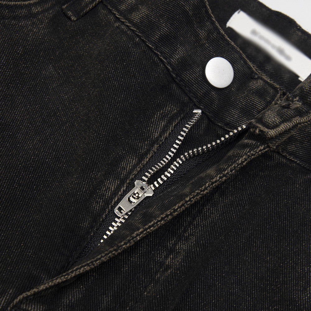 Raw Edge Revival – Two-Tone Panel Utility Jeans High Street Design Jeans For Men And Women