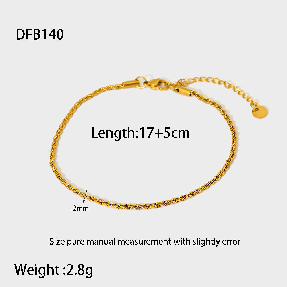 Stainless Steel 18K Gold Plating Hemp Flowers Chain Figaro Chain Bracelet For Women