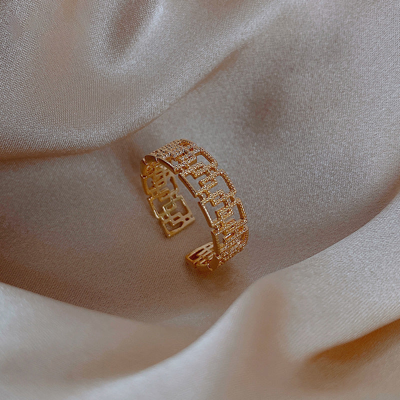 Woven Twist Net Celebrity Ring Women