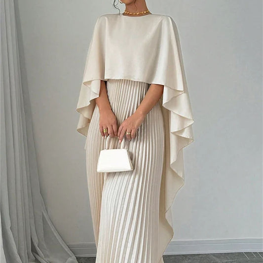 Elegant Pleated Kaftan Dress – Grace in Every Fold  Women's Fashion Loose Batwing Sleeve Dress