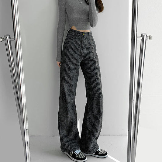 Texture On Point – Chill Mode, Elevated Fashionable Retro Niche Trendy Air Sense Woven Jeans Women