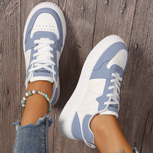 Chic Color Block Design Platform Sneakers Thick Bottom Lightweight Student Casual Sports Skate Shoes