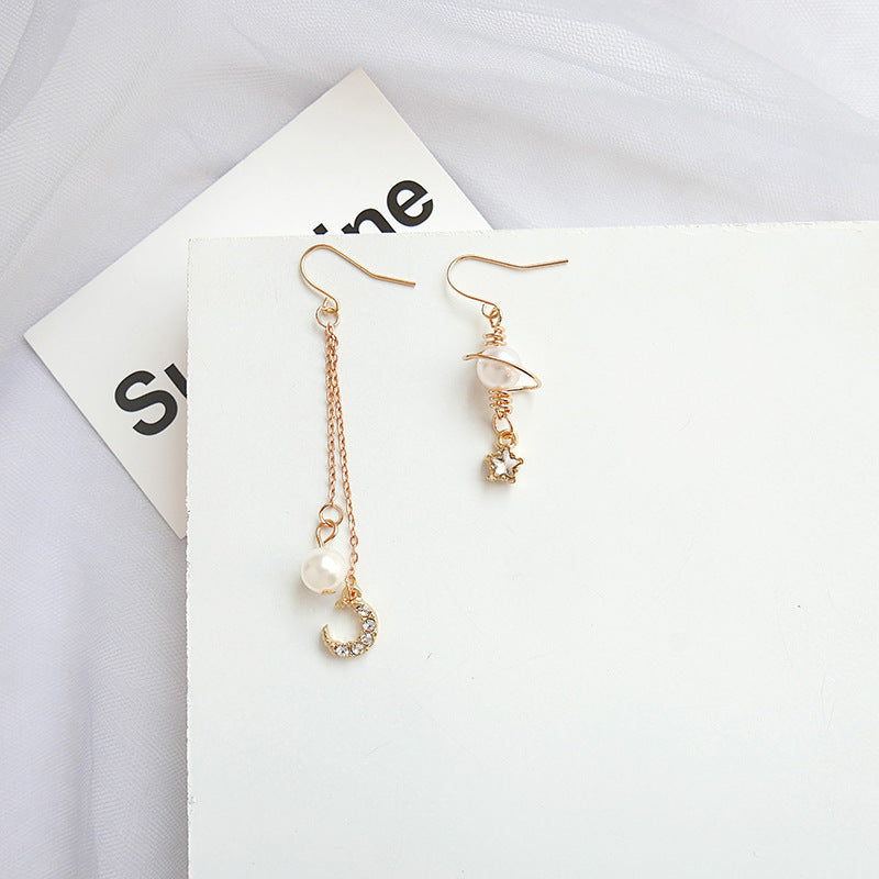 Chic Celestial Moon & Star Dangle Earring Set French earrings temperament fashion earrings