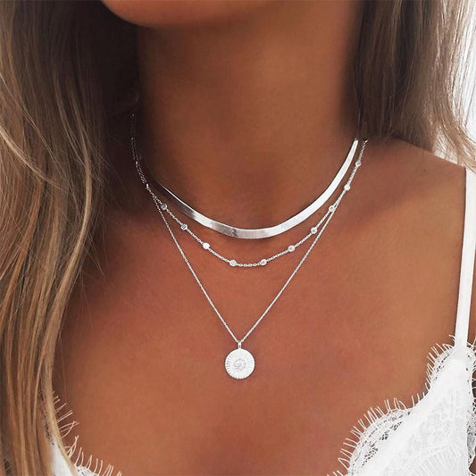 Fashion Personalized Simple Multi-layer Lotus Pendant Necklace