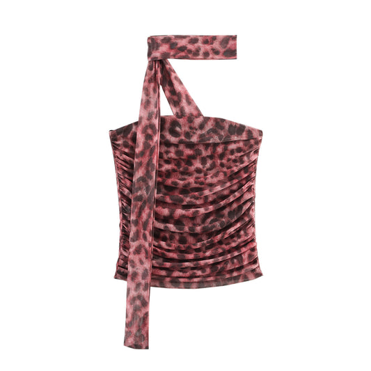 Retro New Stylish Top Summer Animal Print Sling Crop Top