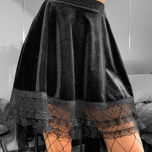 Fashion Solid Color Lace Short Skirt