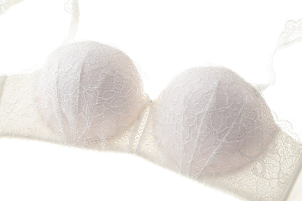 Elegant Lace Bra & Panty Lingerie Set Sexy Lace Gathered Bra Set