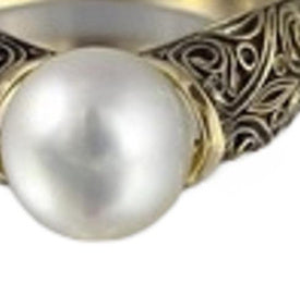 Elegant Pearl & Filigree Statement Ring Inlaid Imported Artificial ABS Pearl Ring