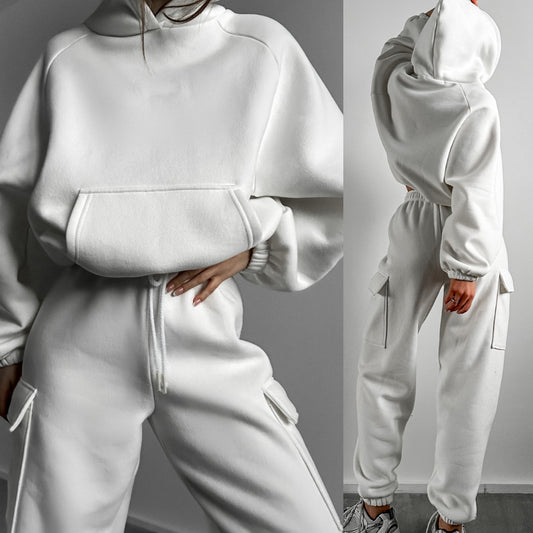 Solid Color Fashion Sports And Leisure Sweater Suit