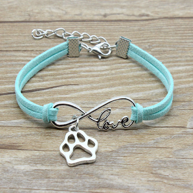 Cute Dog Paw & "Love" Infinity Friendship Bracelet Jewelry Simple Style Hand-woven Infinite Love Pet Bracelet