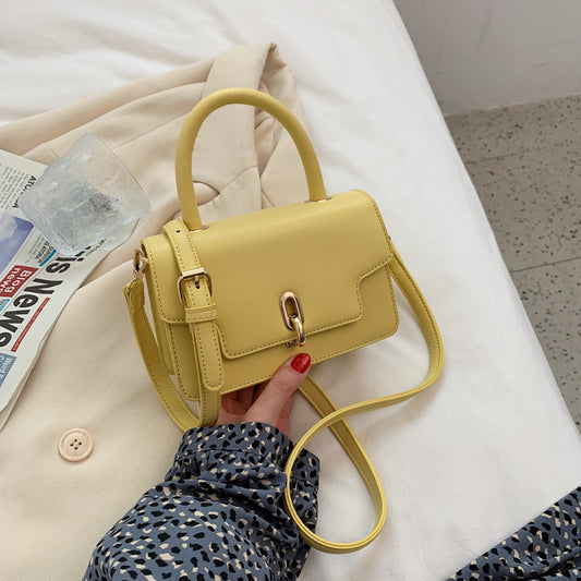 Modern Structured Top-Handle Mini Bag – Gold Clasp Closure & Crossbody Strap Fashion Western-style Single Shoulder Messenger Armpit Portable Small Square Women's Bag