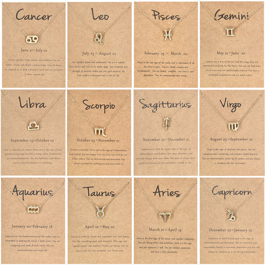 12 Constellation Zodiac Sign Necklaces Chokers For Women Girls
