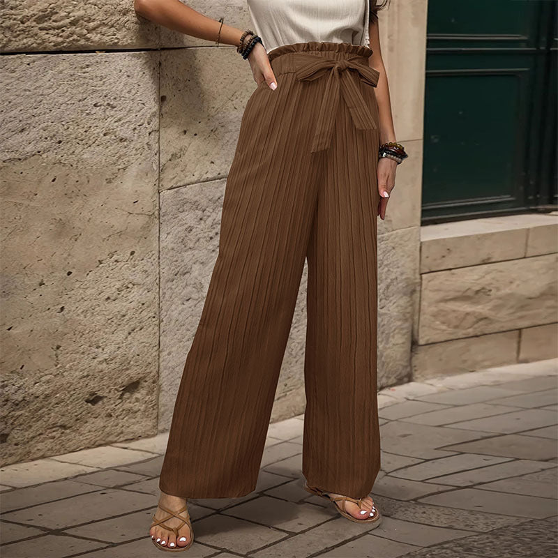 Comfortable New Tied Lotus Leaf Elastic Trousers For Women's