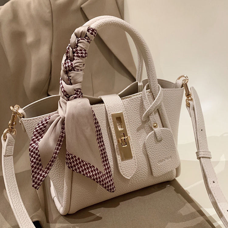 Litchi Pattern Soft Leather Portable Tote Bag For Women