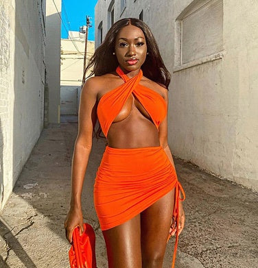 Bodycon Strappy Halter Club Dress with Front Cutout Solid Color Hanging Neck Sexy Backless Dresses
